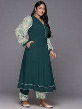 Gotta Patti Puffed Sleeves Anarkali Kurta with Trousers & Dupatta-AP-AHKUDUPN-COMBO-955